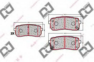 DJ PARTS bp1596 -  Комплект тормозных колодок, дисковый тормоз